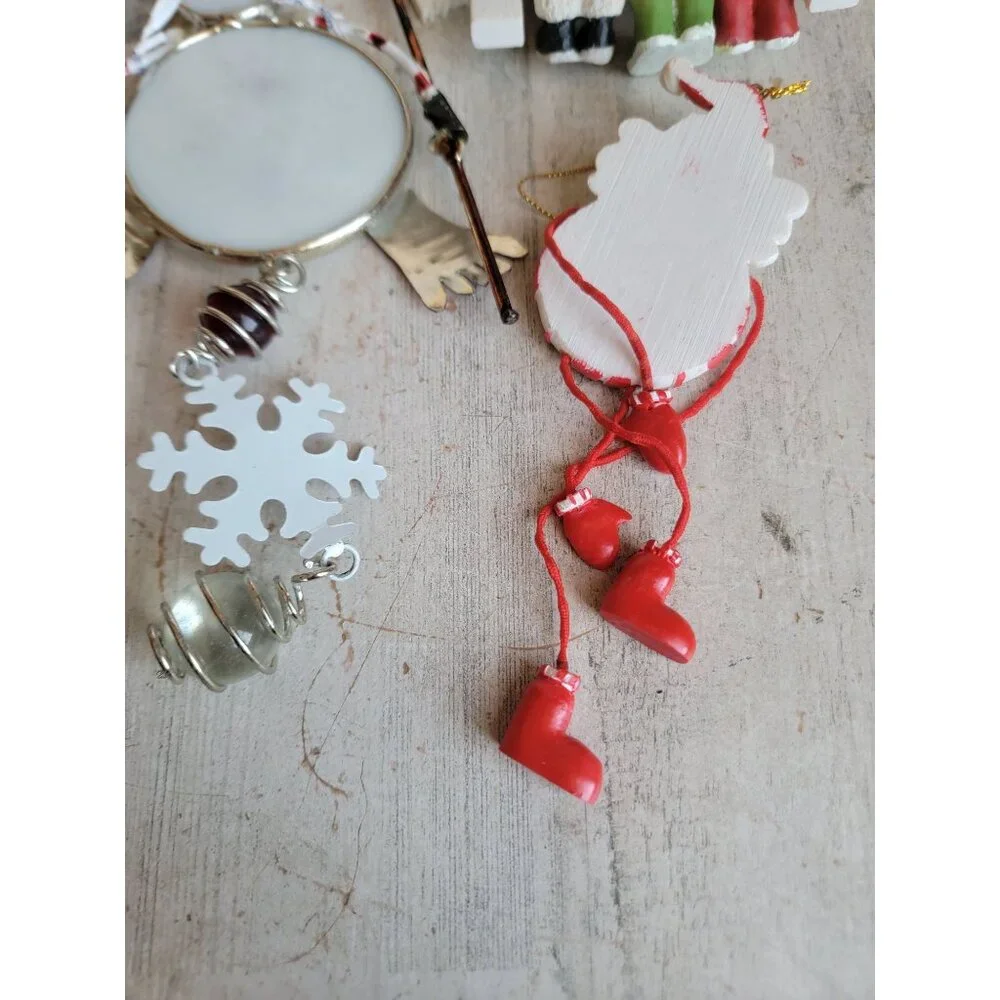 Snowman snowflake dangle‎ feet variety ornament Xmas set unique
